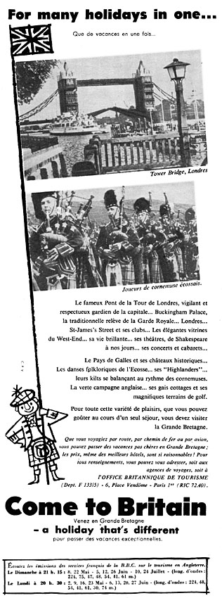 Publicité Angleterre 1955