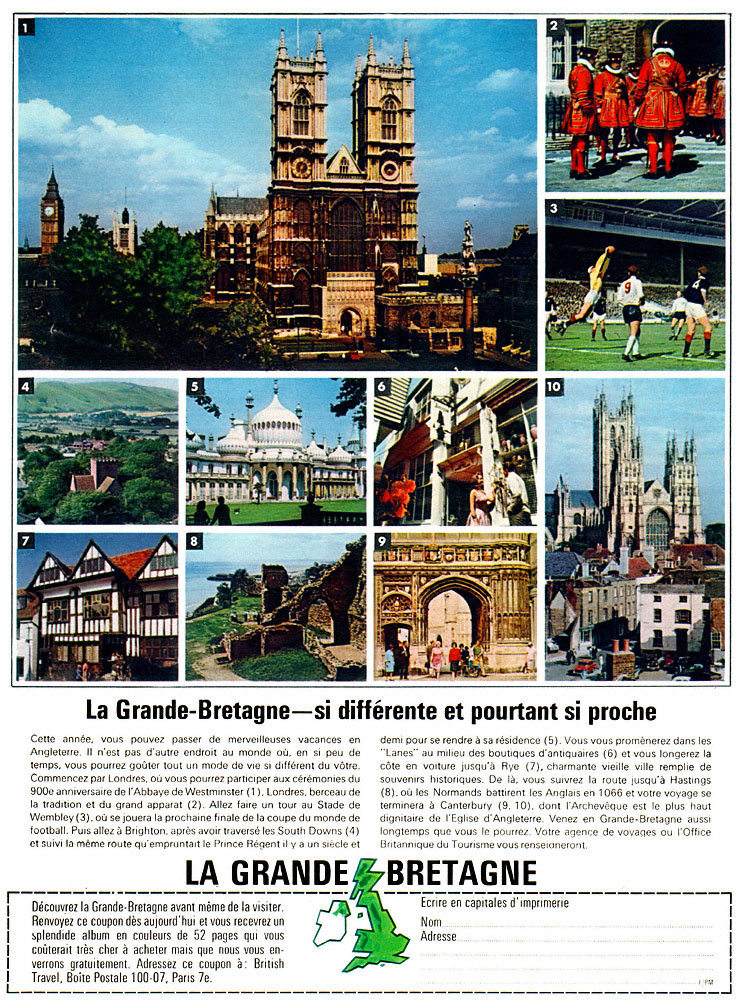 Publicit� Angleterre 1966