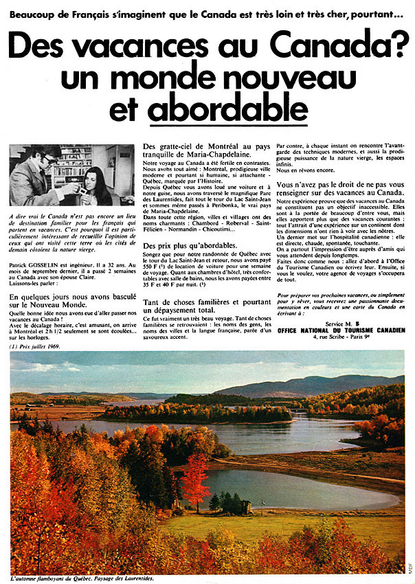 Publicité Canada 1970