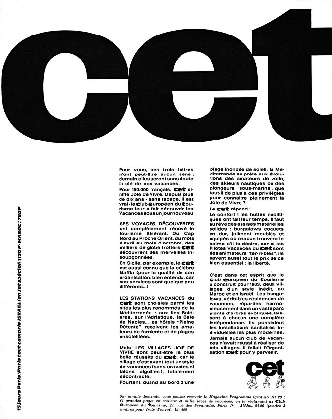 Publicité Cet 1963