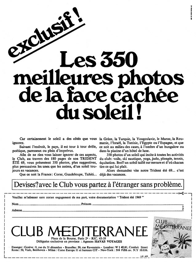 Publicité Club Mditerranne 1969