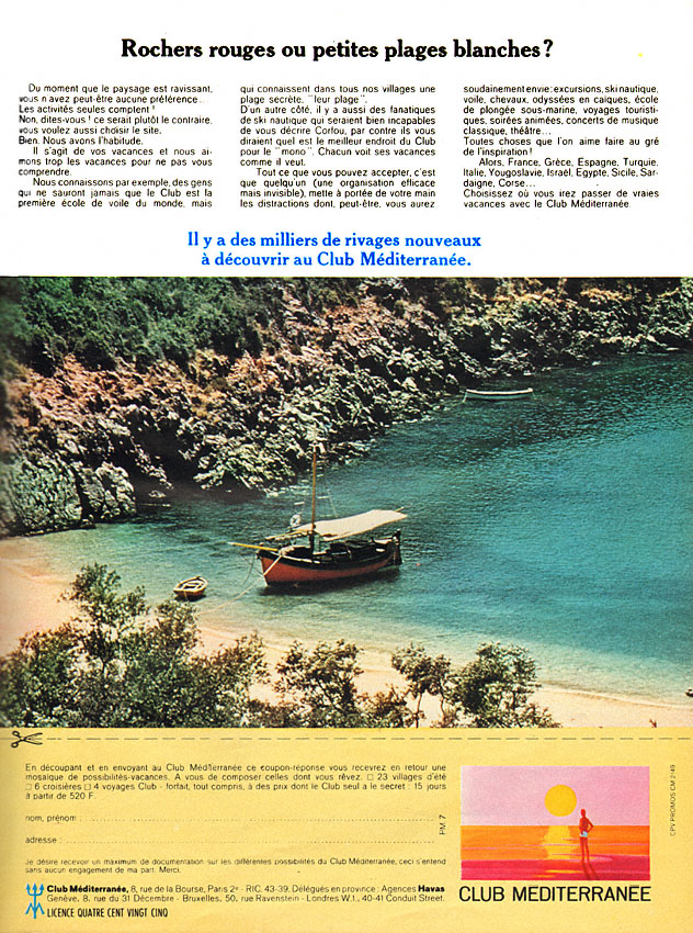 Publicité Club Mditerranne 1967