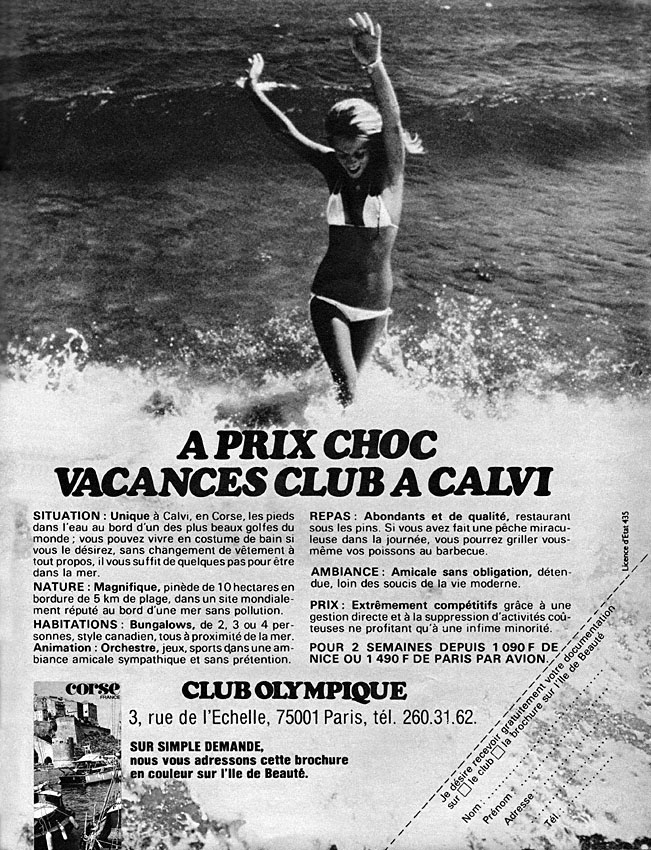 Publicité Club Olympique 1977