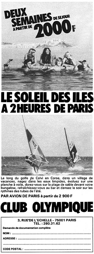 Publicité Club Olympique 1983