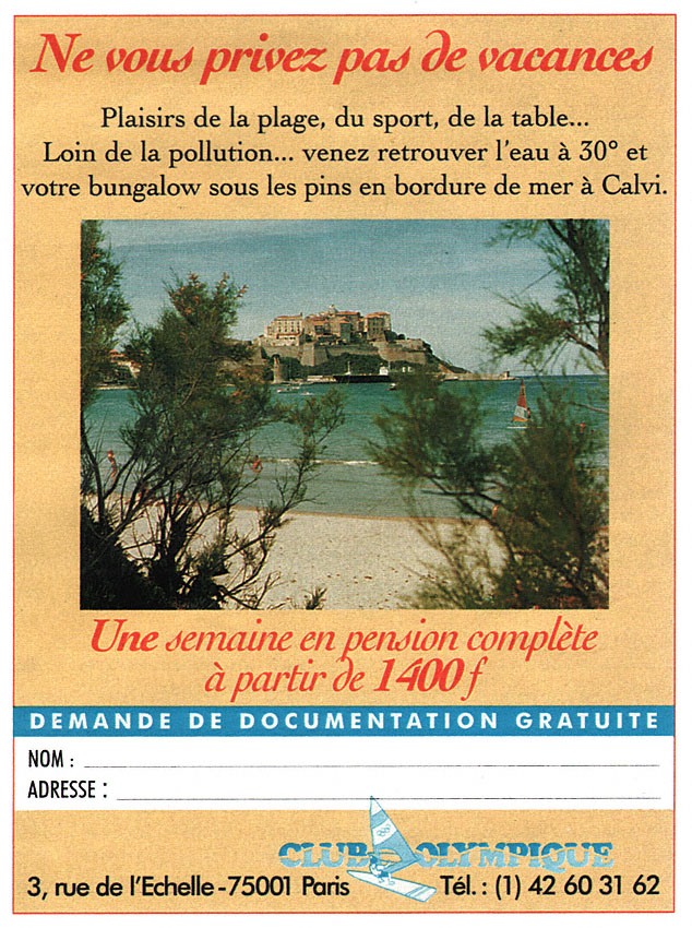 Publicité Club Olympique 1996