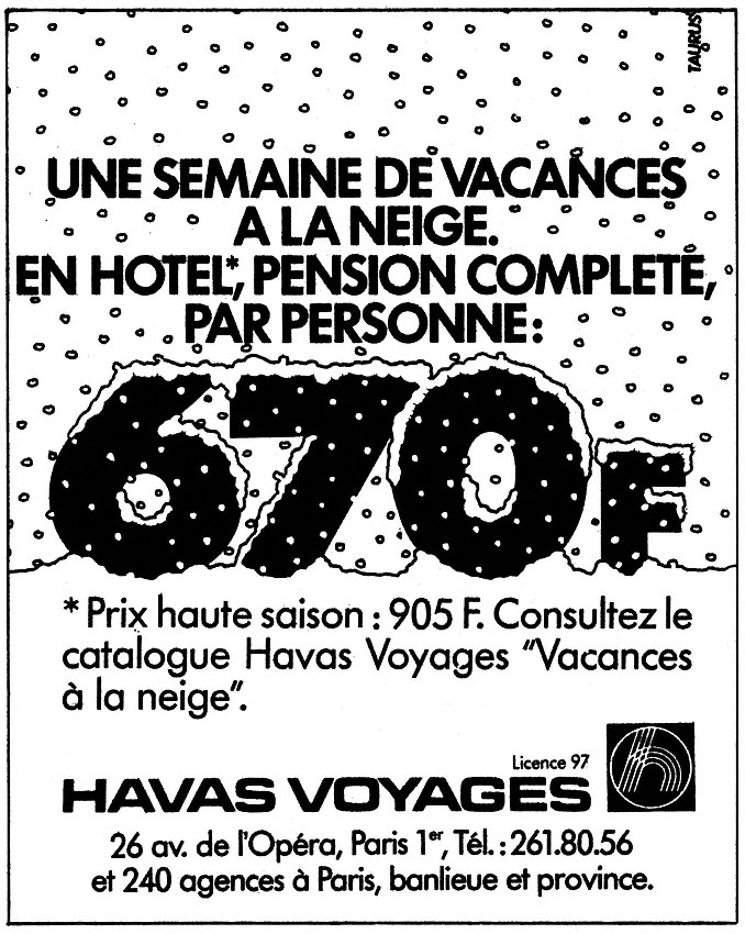 Publicité Havas Voyages 1980