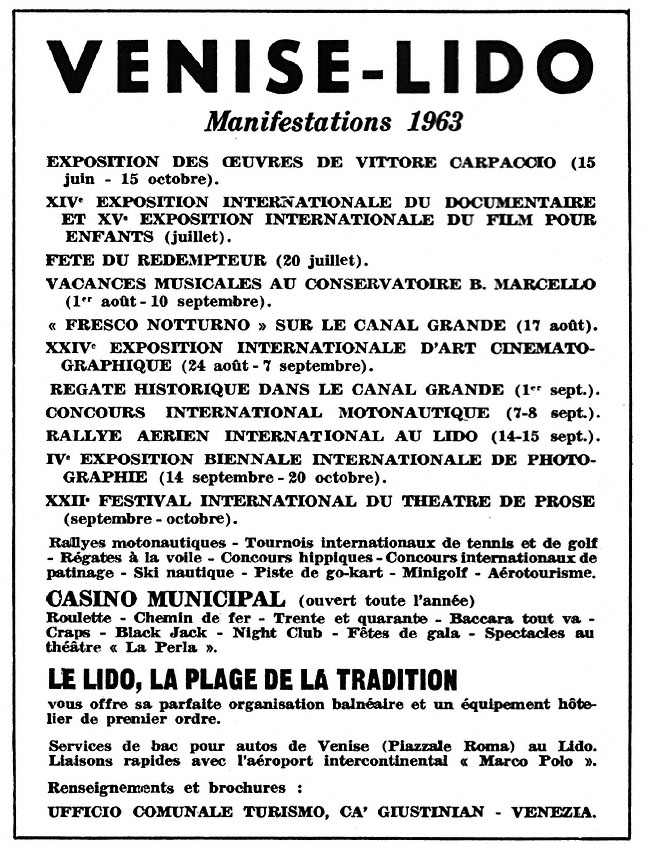 Publicité Italie 1963