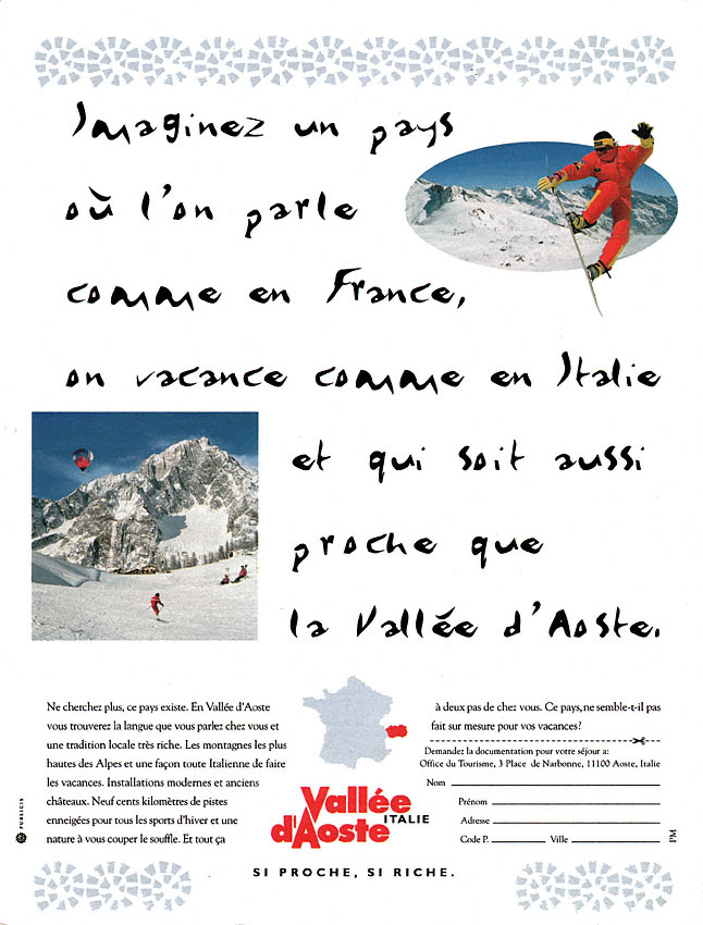 Publicité Val Aoste 1997