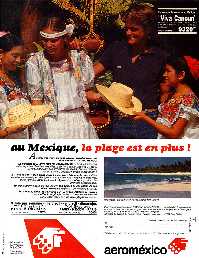 Publicité Aeromxico 1985