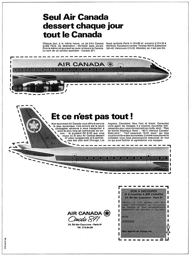 Publicité Air Canada 1969