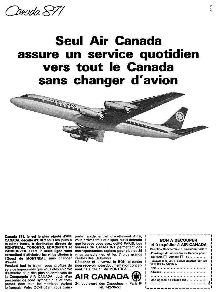 Publicit� Air Canada 1966