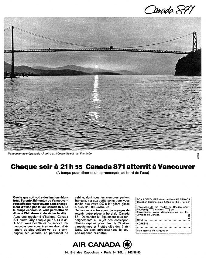 Publicité Air Canada 1967