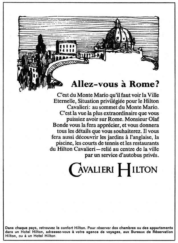 Publicité Hilton 1965