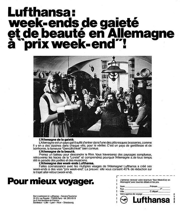 Publicité Lufthansa 1975