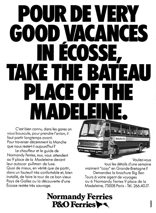 Publicité Normandy Ferries 1980