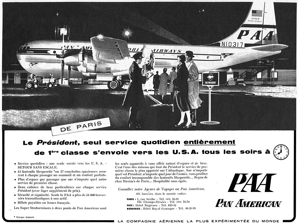 Publicité Pan American 1956