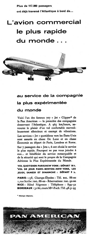 Publicité Pan American 1959