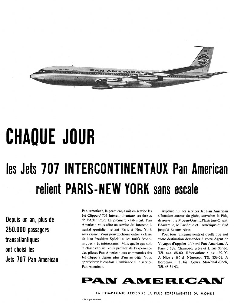 Publicité Pan American 1960