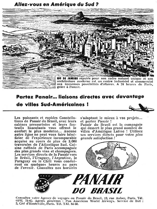 Publicité Panair do Brazil 1952