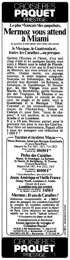 Publicité Paquet 1980