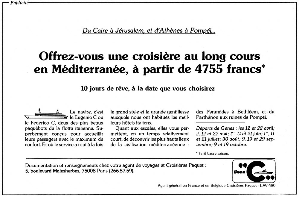 Publicité Paquet 1983