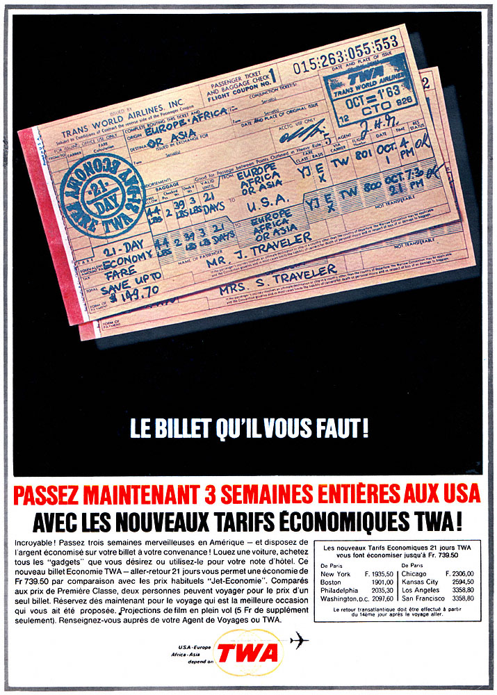 Publicité Twa 1963