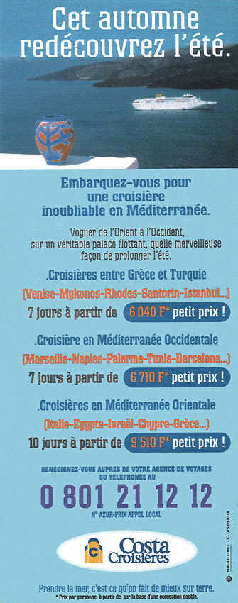 Publicité Zdivers Croisires 1998