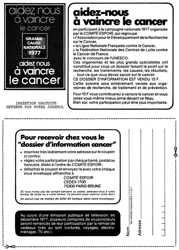 Publicité Causes nationales 1978